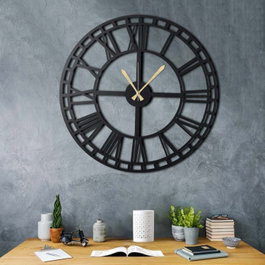 Wallity WATCH-038 Reloj de Pared Decorativo de Metal Negro 70 x 70 cm